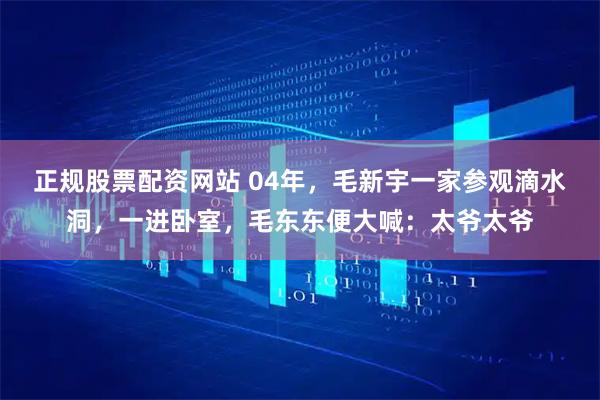 正规股票配资网站 04年，毛新宇一家参观滴水洞，一进卧室，毛东东便大喊：太爷太爷